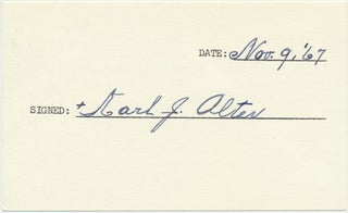 Item #19905 Signature. Karl J. ALTER