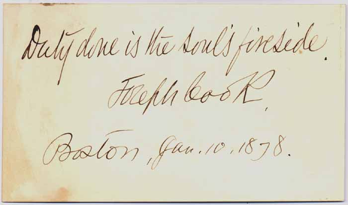 COOK, Joseph (1838-1901) - Autograph Quotation Signed