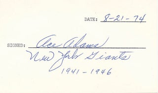 Item #20006 Signature. Ace ADAMS