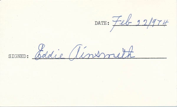 Item #20032 Signature. Eddie AINSMITH.