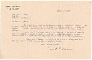 Item #20691 Typed Letter Signed. Ernest HUTCHESON