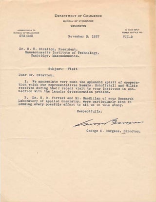 Item #20894 Typed Letter Signed. George K. BURGESS