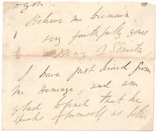 Item #20933 Autograph Letter Signed (partial). Henry John Stanley SMITH