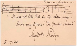 Item #20946 Autograph Musical Quotation Signed. Alfred G. ROBYN