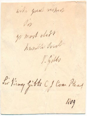 Item #20947 Signature and Salutation. Vicary GIBBS