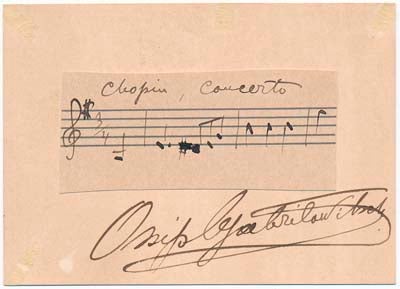 Item #20959 Autograph Musical Quotation Signed. Ossip GABRILOWITSCH.