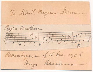 Autograph Musical Quotation Signed. Hugo HEERMAN.