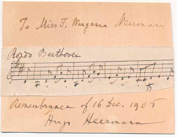 Item #20964 Autograph Musical Quotation Signed. Hugo HEERMAN.