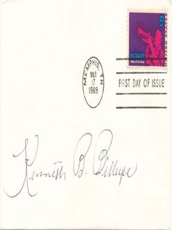Item #21357 Signed First Day Cover. Kenneth Brown BILLUPS