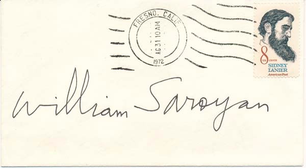 Item #21459 Signed Postal Cover. William SAROYAN.
