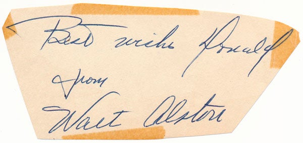Item #21561 Signature and Inscription. Walter ALSTON.