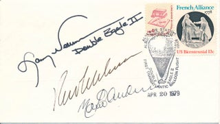 Item #21794 Signed Commemorative Postal Cover. Ben ABRUZZO, "Maxie" ANDERSON, Larry NEWMAN, born...