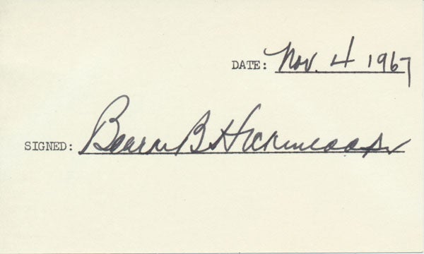 Item #21848 Signature. Bourke B. HICKENLOOPER.