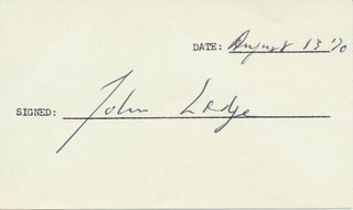 Item #21849 Signature. John Davis LODGE