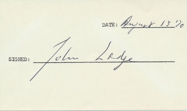 Item #21849 Signature. John Davis LODGE.