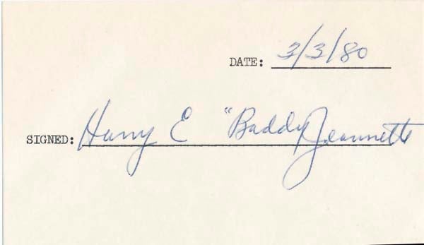 Item #21856 Signature. Harry E. "Buddy" JEANNETTE.