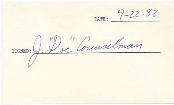 Item #21980 Signature. James E. "Doc" COUNSILMAN.