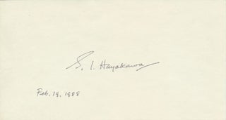 Item #21988 Signature. S. I HAYAKAWA