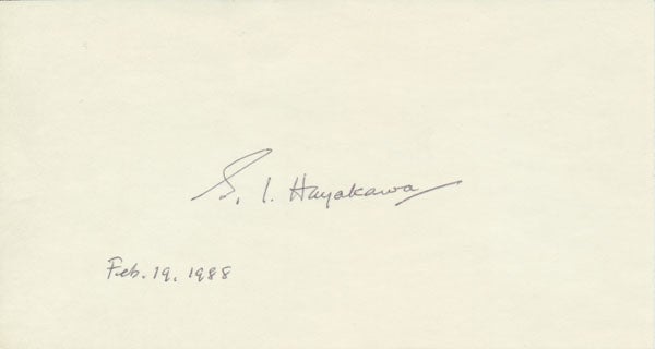 Item #21988 Signature. S. I. HAYAKAWA.