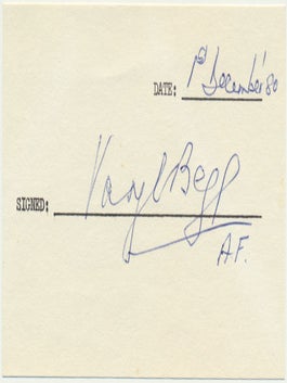 Item #22000 Signature. Varyl BEGG