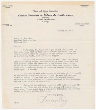 Item #22385 Typed Letter Signed. Charles PIEZ