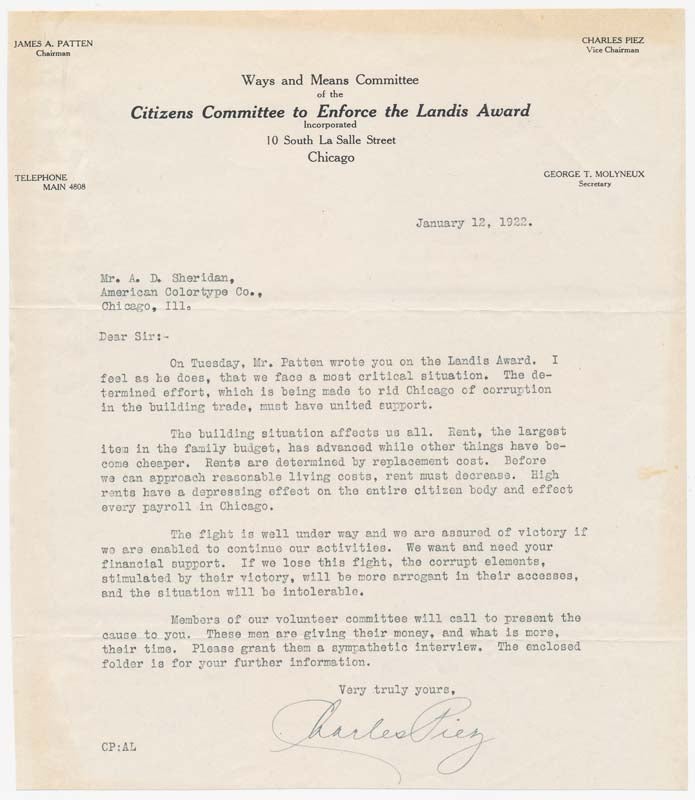Item #22385 Typed Letter Signed. Charles PIEZ.