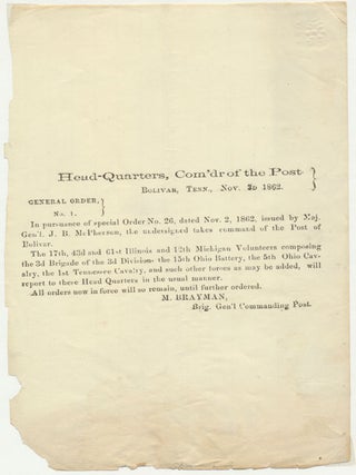 Item #22500 General Order, No. 1. GENERAL ORDERS -- CIVIL WAR