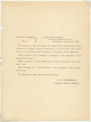 Item #22505 General Orders, No. 9. GENERAL ORDERS -- CIVIL WAR
