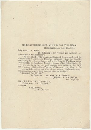 Item #22506 Head Quarters Dept. and Army of the Tenn. GENERAL ORDERS -- CIVIL WAR