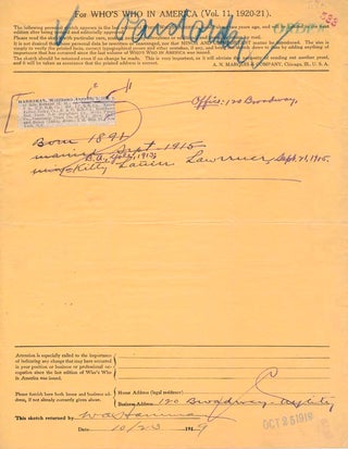 Item #22613 Autograph Document Signed. W. Averill HARRIMAN