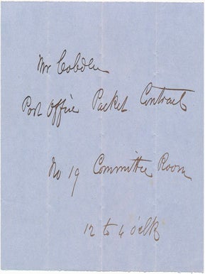 Item #22629 Autograph Note Signed. Richard COBDEN