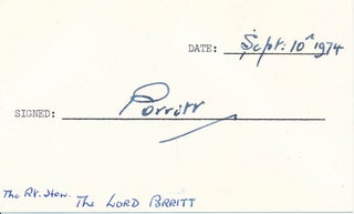 Item #22643 Signature. Arthur PORRITT
