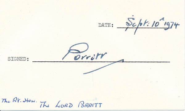 Item #22643 Signature. Arthur PORRITT.
