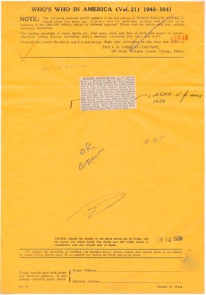 Item #22666 Partly-Printed Document Signed. Charles E. WILSON