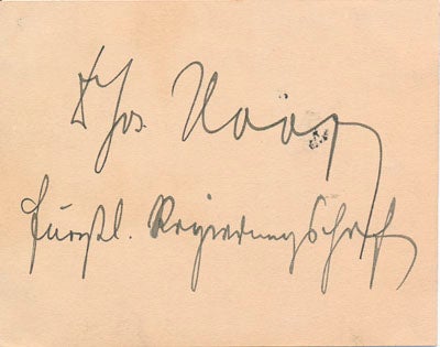 Item #22667 Signature and Title. Franz Josef HOOP.