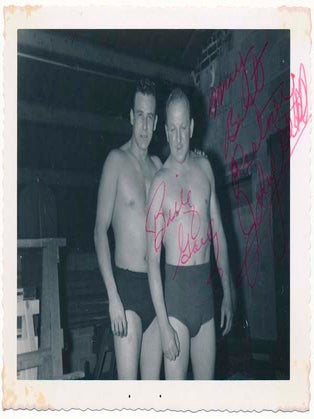 Item #22713 Photograph Signed. Johnny GILBERT, Billy GOELZ