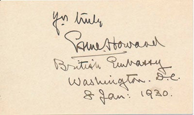 Item #22781 Signature and Inscription. Sir Esme HOWARD.