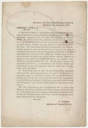 Item #22791 General Orders, No. 68. GENERAL ORDERS -- CIVIL WAR