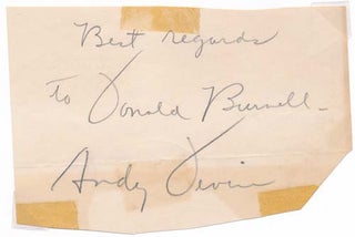 Item #22801 Signature and Inscription / Unsigned Postcard Photograph. Andy DEVINE