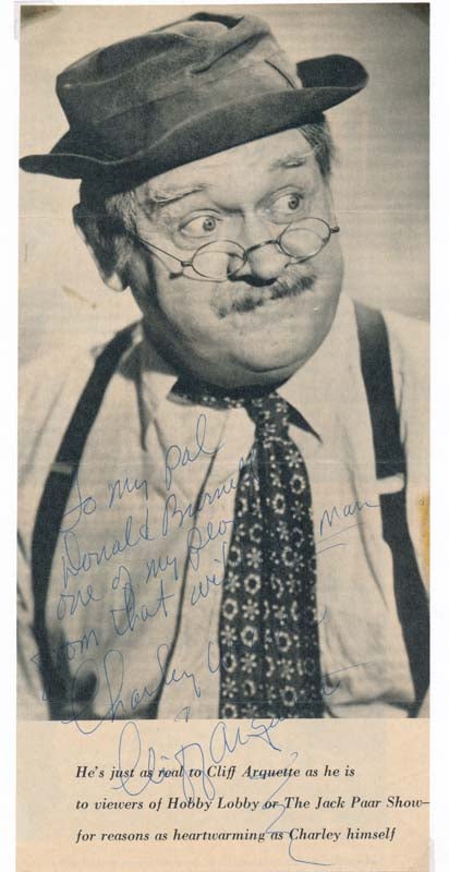 Item #22804 Inscribed Photograph Signed. Cliff ARQUETTE.