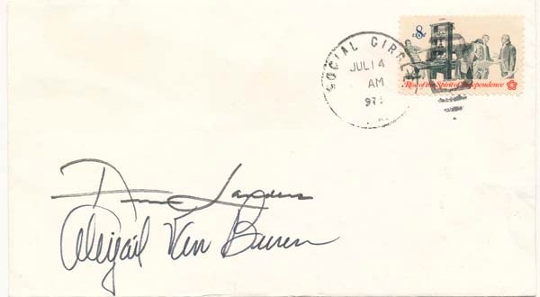 Item #22848 Signed Postal Cover. Ann LANDERS, Abigail VAN BUREN, born 1918.