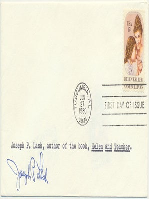 Item #22849 Signed First Day Cover. Joseph P. LASH