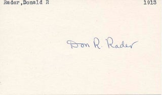 Item #23106 Signature. Don R. RADER