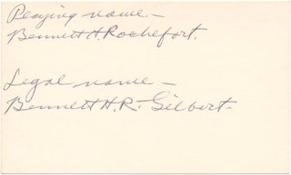 Item #23108 Signature. Bennett H. ROCHEFORT