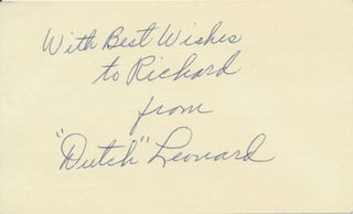 Item #23130 Signature and Inscription. Emil "Dutch" LEONARD
