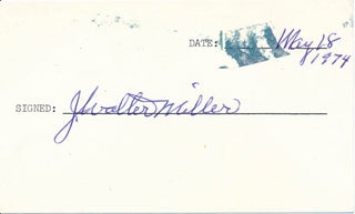 Item #23140 Signature. J. Walter MILLER