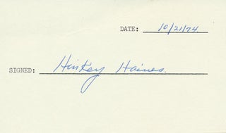 Item #23150 Signature. Henry "Hinkey" HAINES