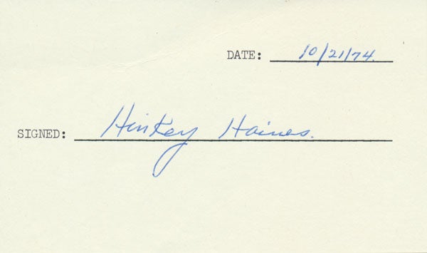 Item #23150 Signature. Henry "Hinkey" HAINES.