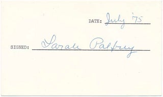 Item #23232 Signature. Sarah PALFREY