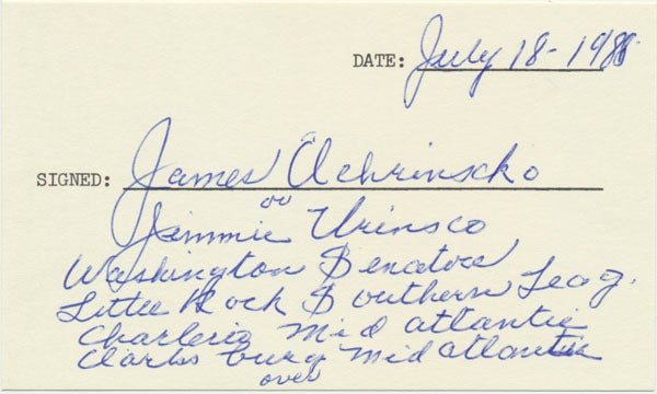 ULCHRINSCKO, James (1900-95) - Signature and Inscription
